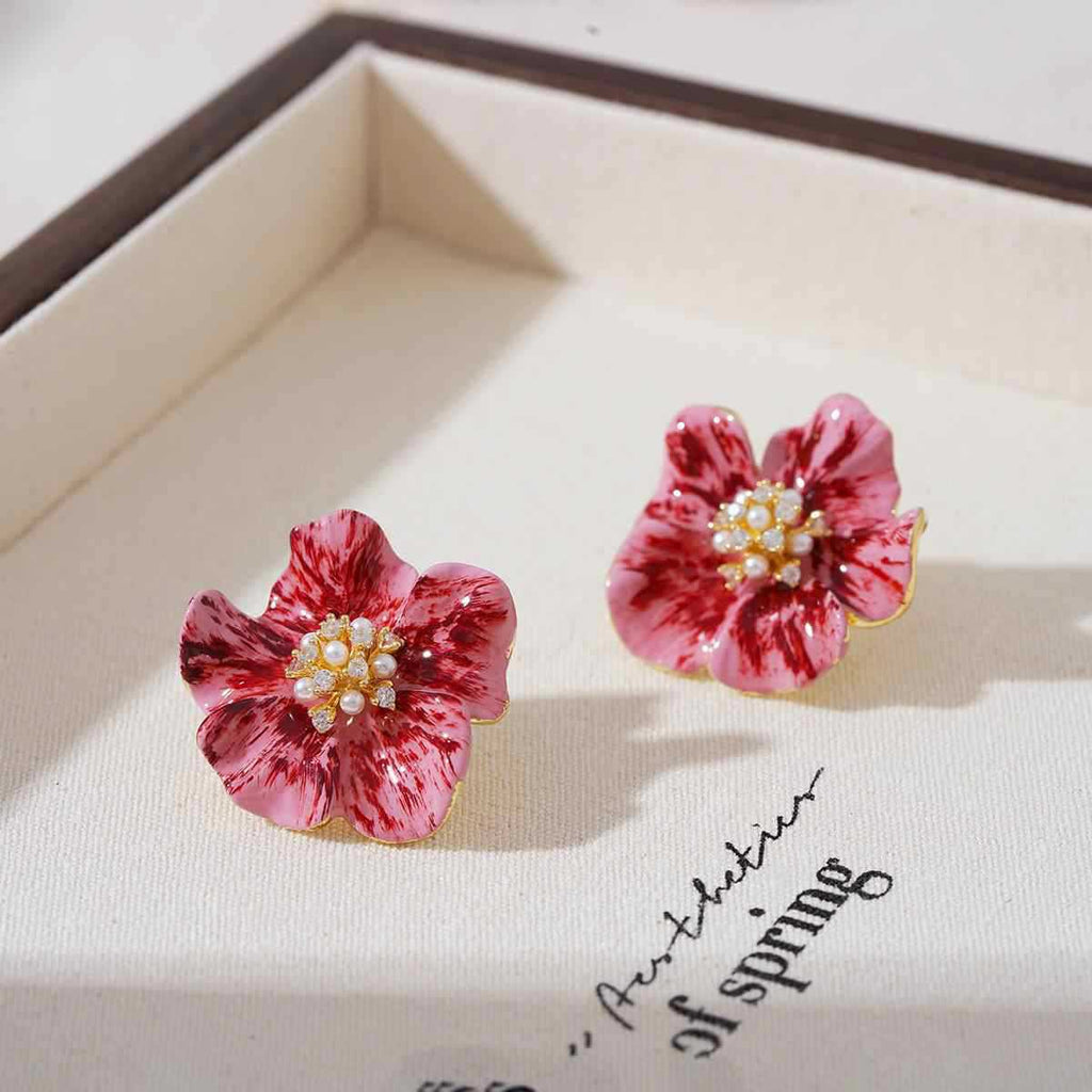 French-textured Floral Gradient Stud Earrings With A Premium Sophisticated Vibe
