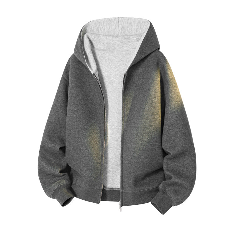 Casual Cropped Patchwork Cardigan Hoodie