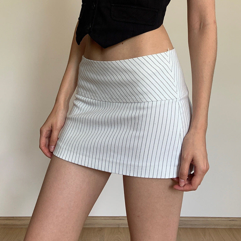 Simple Casual Low-rise Sexy Striped Skirt