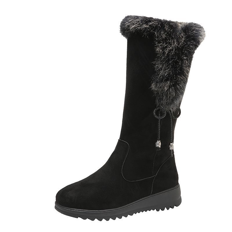 Winter Chunky-Soled Flat-Heeled Furry Snow Boots For Students To Stay Warm
