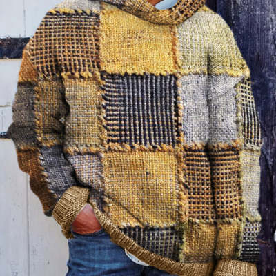 Mens Plaid-Print Hoodie Top