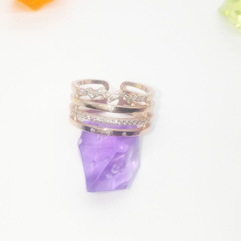 Luxury Multi-Layer Hollow Micro-Set Rose Gold Ring For Women