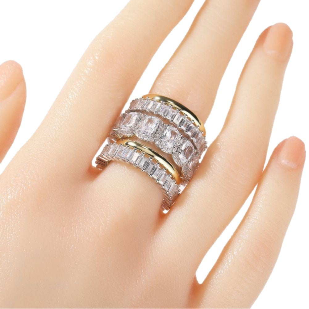 Mens Ring Set Diamond Encrusted  5 Piece Ring Set