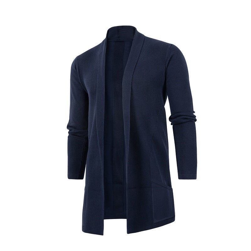 Mens Slim-Fit Plus-Size Knitted Cardigan Coat