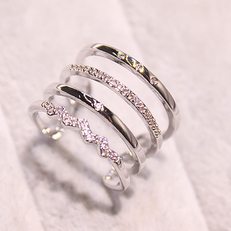 Luxury Multi-Layer Hollow Micro-Set Rose Gold Ring For Women