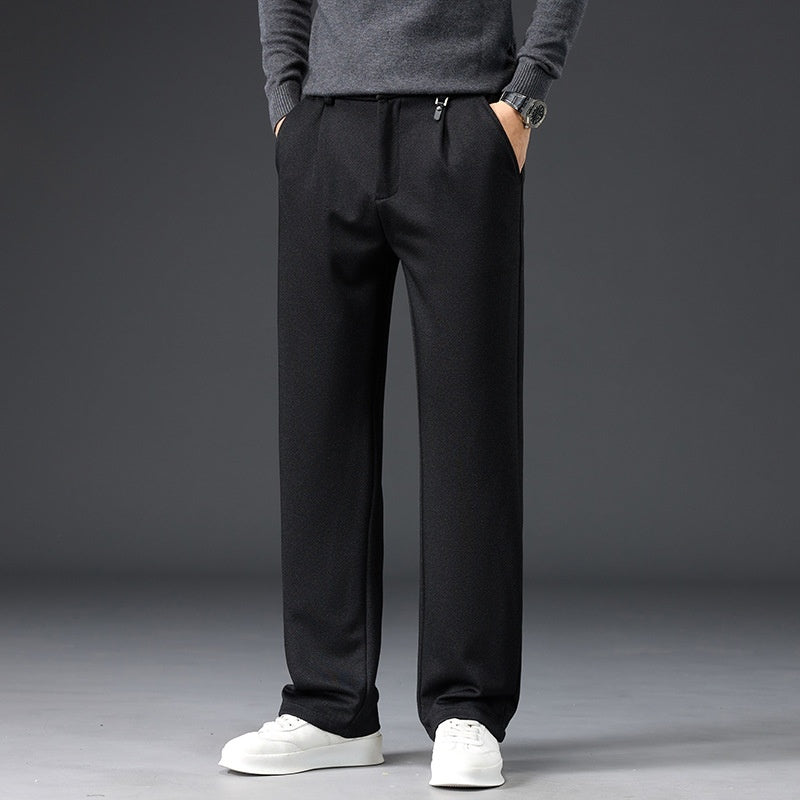 Straight-leg Loose-fit Wrinkle-resistant No-iron Mid-rise Stretch Dress Pantscasual Trousers