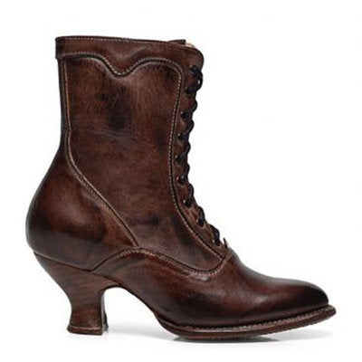 Womens High-heeled Uniquely Shaped Heel Lace-up Ankle Boots