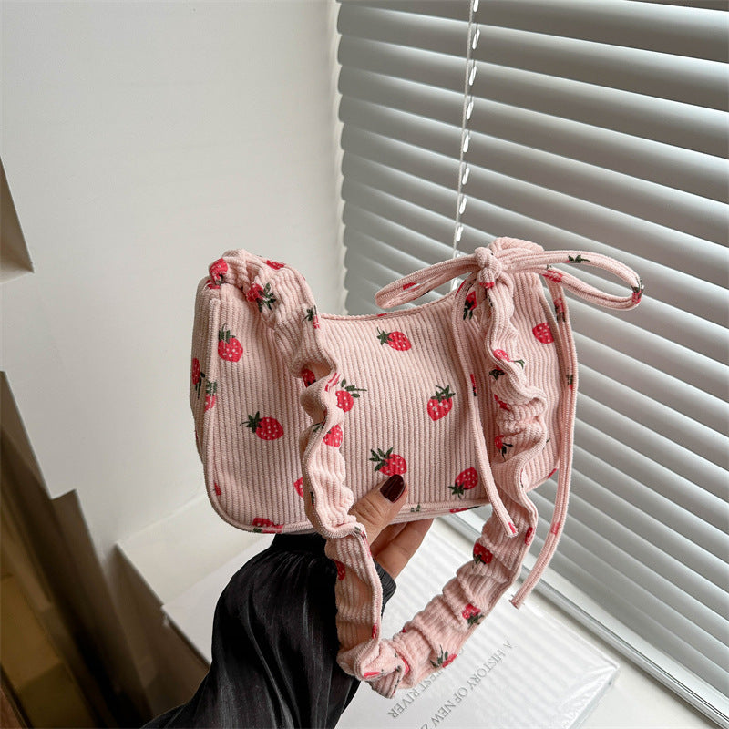 Casual Trendy Small Square Bag Corduroy Versatile Commuter Shoulder Bag