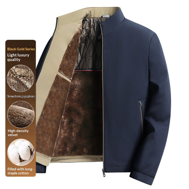 Business Casual Fleece Lined Jacket For Middle Aged