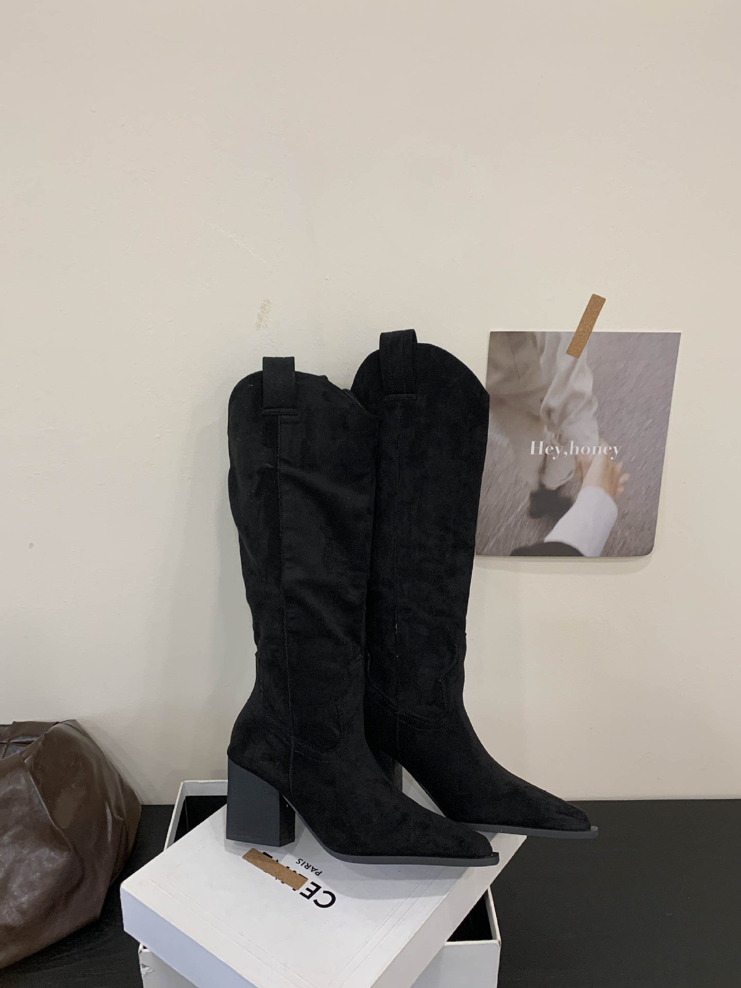 French-style Vintage Coffee-colored Western Cowboy Boots