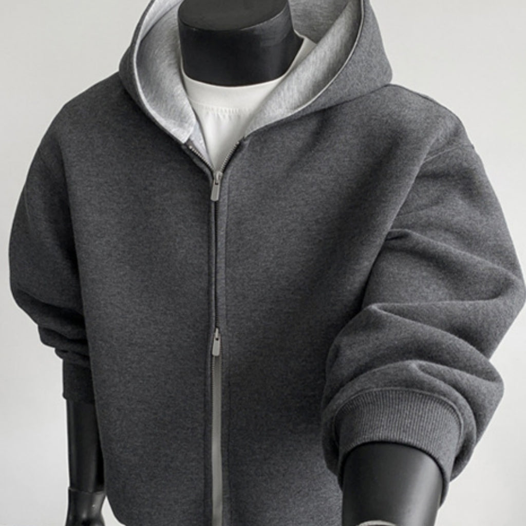 Casual Cropped Patchwork Cardigan Hoodie