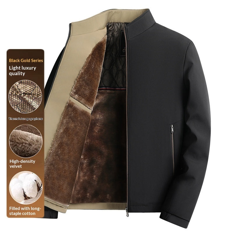 Business Casual Fleece Lined Jacket For Middle Aged