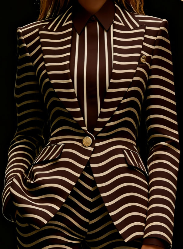 Houndstooth Lapel Slim Fit Suit Jacket For Women, Long Sleeve