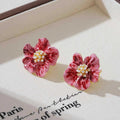 French-textured Floral Gradient Stud Earrings With A Premium Sophisticated Vibe