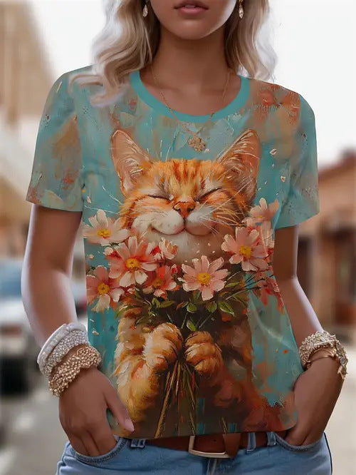 Fashionable Casual Versatile High-quality Crew-neck Short-sleeve T-shirt