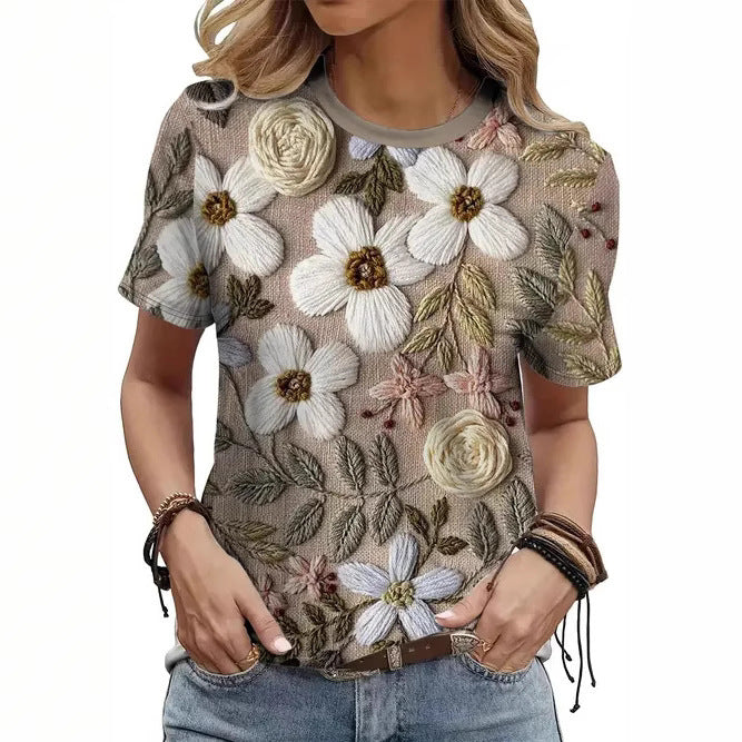 Fashionable Casual Versatile High-quality Crew-neck Short-sleeve T-shirt