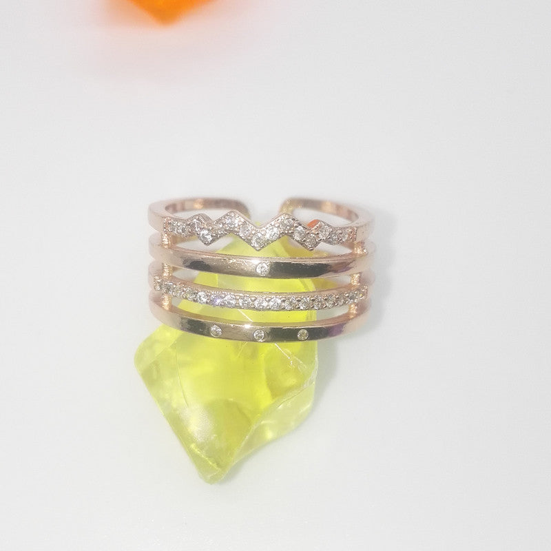 Luxury Multi-Layer Hollow Micro-Set Rose Gold Ring For Women