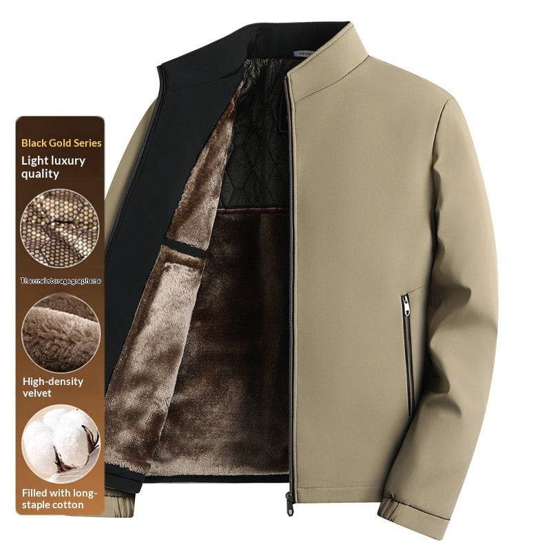 Business Casual Fleece Lined Jacket For Middle Aged